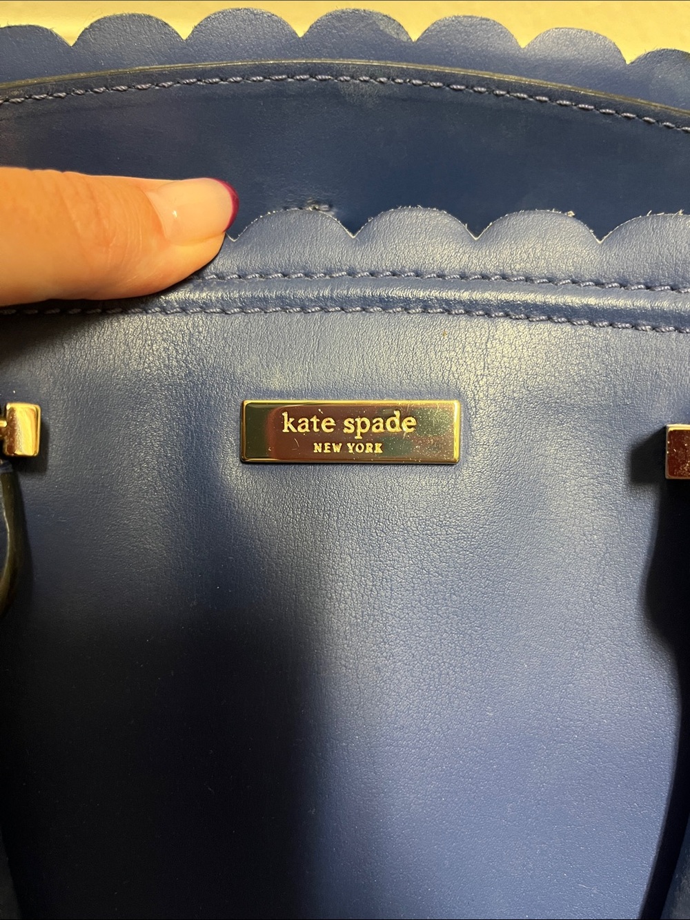kate spade Blue Scalloped Leather Handbag - Picture 4 of 5